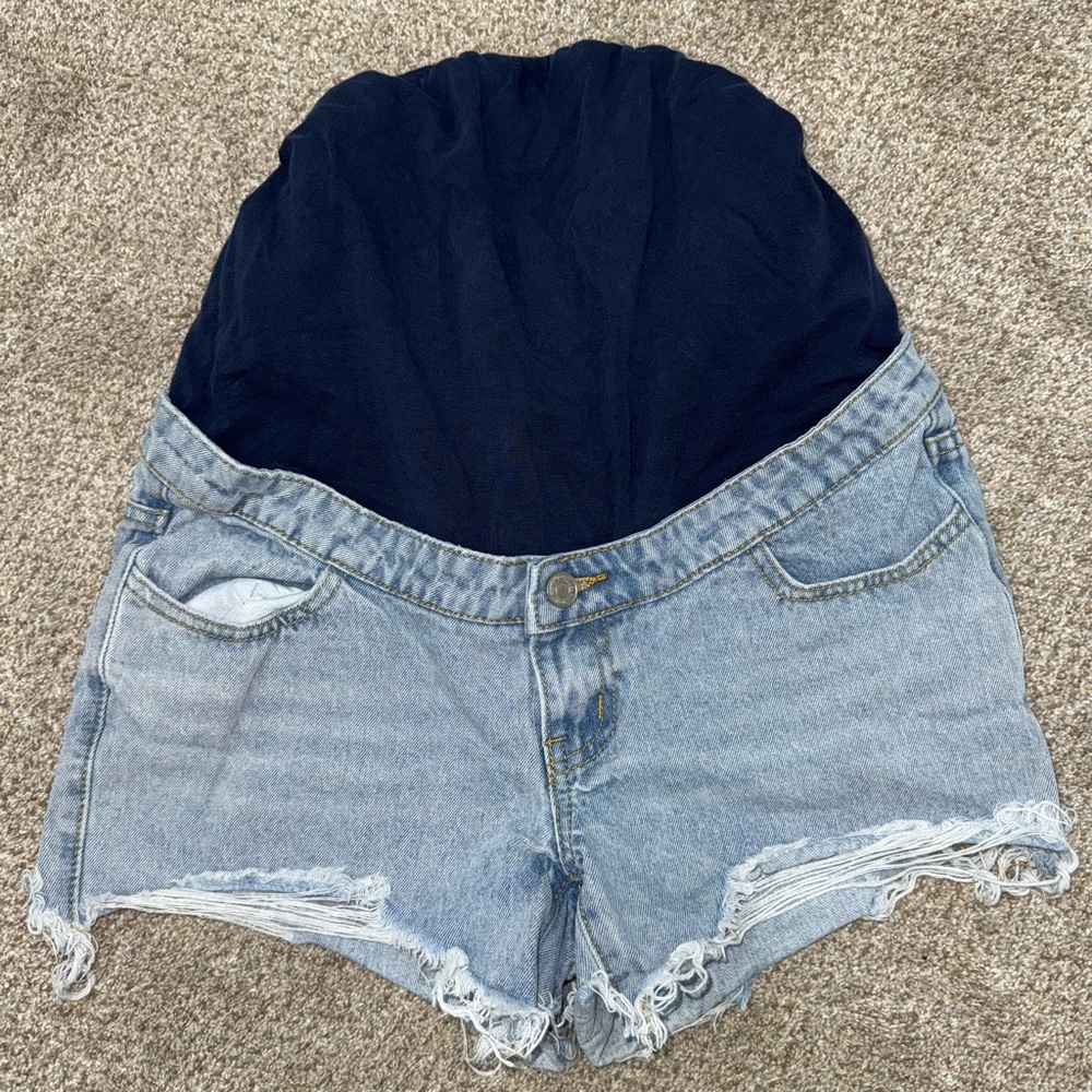 Misguided Maternity Denim Shorts Size Small Distressed - Picture 2 of 10